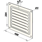 Preview: Skizze Metall Lüftungsgitter weiß 400 x 400 mm